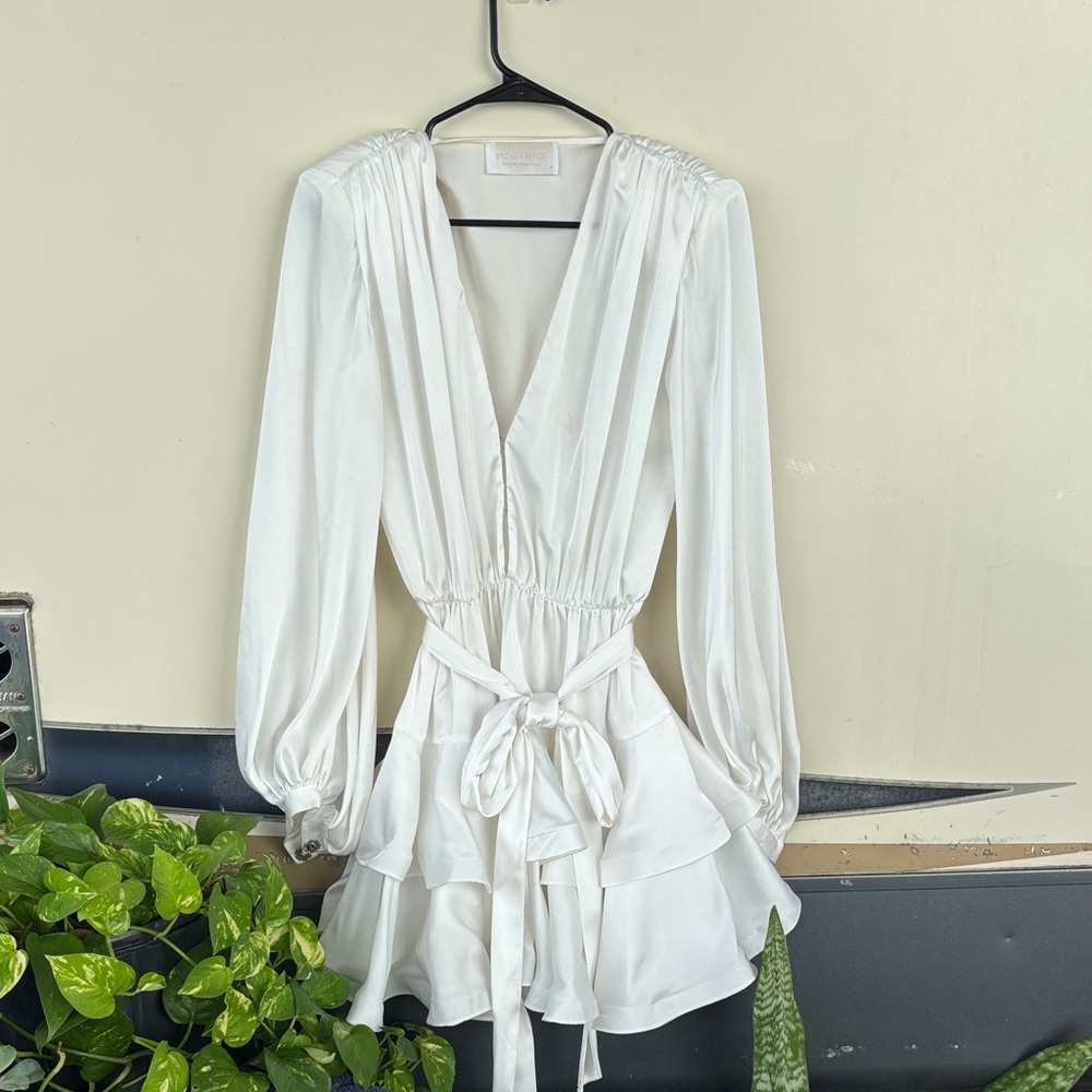 Bronx and Banco White Ruffle Dress
